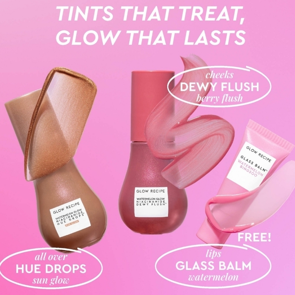 Glow Recipe Best of Glow Hues 3-piece Set: Tinted Serum, Cheek & Lip, NIB - Picture 2 of 10